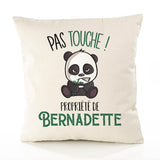Housse de Coussin Premium Bernadette Pas Touche Panda - Coton Canvas Fairtrade Beige Idée Cadeau Décoration Canapé 40x40