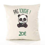 Housse de Coussin Premium Zoe Pas Touche Panda - Coton Canvas Fairtrade Beige Idée Cadeau Décoration Canapé 40x40