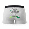 Caleçon Merci Magasinier Inoubliable - Humour Boxer Gris Idée Cadeau