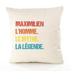 Housse de Coussin Premium Maximilien Mythe Légende Vintage - Coton Canvas Fairtrade Beige Idée Cadeau Décoration Canapé