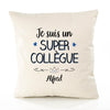 Housse de Coussin Premium Alfred Un Super Collègue - Coton Canvas Fairtrade Beige Idée Cadeau Décoration Canapé