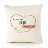 Housse de Coussin Premium Loulou irremplaçable - Coton Canvas Fairtrade Beige Idée Cadeau Décoration Canapé 40x40