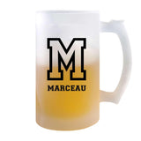 Verre à Bière Marceau Lettre Sport | Chope de Bière Pinte | Idée Cadeau Prénom Style Basket Université Anniversaire Papa Collègue Départ Retraite Noël