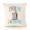 Housse de Coussin Premium Sculpture Version Blanc - Coton Canvas Fairtrade Beige Idée Cadeau Décoration Canapé
