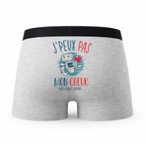 Caleçon Couple Robot Mignon Coeur Deja Pris - Humour Boxer Gris Idée Cadeau Passion