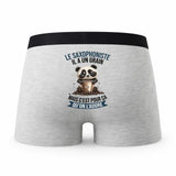 Caleçon Le Saxophoniste Panda Grain - Humour Boxer Gris Idée Cadeau