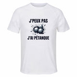 Maillot de Sport Homme Petanque J'peux Pas - T-Shirt Respirant Polyester Manches Courtes - Cadeau Sportif Anniversaire Noël Fête des Pères