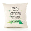 Housse de Coussin Premium Merci Opticien Inoubliable - Coton Canvas Fairtrade Beige Idée Cadeau Décoration Canapé