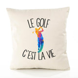Housse de Coussin Premium Golf - Coton Canvas Fairtrade Beige Idée Cadeau Décoration Canapé 40x40