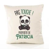 Housse de Coussin Premium Patricia Pas Touche Panda - Coton Canvas Fairtrade Beige Idée Cadeau Décoration Canapé 40x40
