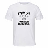 Maillot de Sport Homme Marche Nordique J'peux Pas - T-Shirt Respirant Polyester Manches Courtes - Cadeau Sportif Anniversaire Noël Fête des Pères
