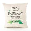 Housse de Coussin Premium Merci Enseignant Inoubliable - Coton Canvas Fairtrade Beige Idée Cadeau Décoration Canapé