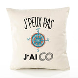Housse de Coussin Premium Course d'orientation Version Blanc - Coton Canvas Fairtrade Beige Idée Cadeau Décoration Canapé