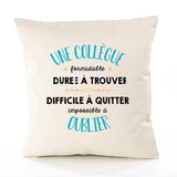 Housse de Coussin Premium Une collègue Impossible à Oublier - Coton Canvas Fairtrade Beige Idée Cadeau Décoration Canapé
