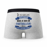Caleçon Je ne suis Pas Super-héros mais Je suis Footballeur - Humour Boxer Gris Cadeau