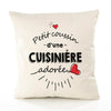 Housse de Coussin Premium Cuisiniere d'amour - Coton Canvas Fairtrade Beige Idée Cadeau Décoration Canapé 40x40