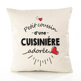 Housse de Coussin Premium Cuisiniere d'amour - Coton Canvas Fairtrade Beige Idée Cadeau Décoration Canapé 40x40