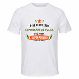 Maillot de Sport Homme Meilleur Commissaire de Police Super Pouvoir Cadeau Anniversaire Noël Fête des Pères T-Shirt Respirant Polyester