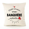 Housse de Coussin Premium Banquiere d'amour - Coton Canvas Fairtrade Beige Idée Cadeau Décoration Canapé 40x40
