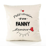 Housse de Coussin Premium Fanny d'amour - Coton Canvas Fairtrade Beige Idée Cadeau Décoration Canapé 40x40