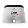 Caleçon Claude d'amour - Humour Boxer Gris Idée Cadeau