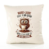 Housse de Coussin Premium Marie-Laure Chouette Grain - Coton Canvas Fairtrade Beige Idée Cadeau Décoration Canapé