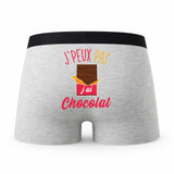 Caleçon Chocolat - Humour Boxer Gris Idée Cadeau Passion