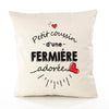 Housse de Coussin Premium Fermiere d'amour - Coton Canvas Fairtrade Beige Idée Cadeau Décoration Canapé 40x40