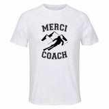 Maillot de Sport Homme pour Merci Ski Coach - T-Shirt Respirant Polyester Manches Courtes - Cadeau Sportif Anniversaire Noël Fête des Pères