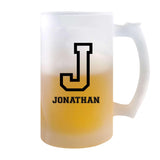 Verre à Bière Jonathan Lettre Sport | Chope de Bière Pinte | Idée Cadeau Prénom Style Basket Université Anniversaire Papa Collègue Départ Retraite Noël