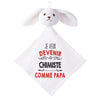 Doudou Bébé Lapin Je Veux Devenir Chimiste comme Papa Gaze de Coton Cadeau Baby Shower