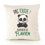 Housse de Coussin Premium Flavien Pas Touche Panda - Coton Canvas Fairtrade Beige Idée Cadeau Décoration Canapé 40x40