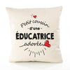 Housse de Coussin Premium Educatrice d'amour - Coton Canvas Fairtrade Beige Idée Cadeau Décoration Canapé 40x40