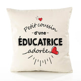 Housse de Coussin Premium Educatrice d'amour - Coton Canvas Fairtrade Beige Idée Cadeau Décoration Canapé 40x40
