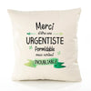 Housse de Coussin Premium Merci Urgentiste Inoubliable Femme - Coton Canvas Fairtrade Beige Idée Cadeau Décoration Canapé