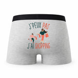 Caleçon Shopping - Humour Boxer Gris Idée Cadeau Passion