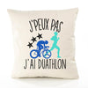 Housse de Coussin Premium Duathlon Version Blanc - Coton Canvas Fairtrade Beige Idée Cadeau Décoration Canapé