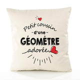 Housse de Coussin Premium Geometre d'amour - Coton Canvas Fairtrade Beige Idée Cadeau Décoration Canapé 40x40