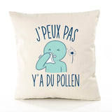 Housse de Coussin Premium Pollen Version Blanc - Coton Canvas Fairtrade Beige Idée Cadeau Décoration Canapé