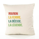 Housse de Coussin Premium la Déesse la Légende - Coton Canvas Fairtrade Beige Idée Cadeau Décoration Canapé 40x40