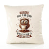 Housse de Coussin Premium Marjorie Chouette Grain - Coton Canvas Fairtrade Beige Idée Cadeau Décoration Canapé