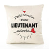 Housse de Coussin Premium Lieutenant d'amour - Coton Canvas Fairtrade Beige Idée Cadeau Décoration Canapé 40x40
