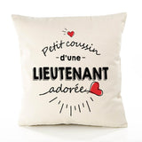 Housse de Coussin Premium Lieutenant d'amour - Coton Canvas Fairtrade Beige Idée Cadeau Décoration Canapé 40x40