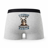 Caleçon Le Veterinaire Panda Grain - Humour Boxer Gris Idée Cadeau