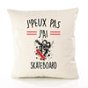 Housse de Coussin Premium Skateboard 2 Version Blanc - Coton Canvas Fairtrade Beige Idée Cadeau Décoration Canapé