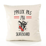 Housse de Coussin Premium Skateboard 2 Version Blanc - Coton Canvas Fairtrade Beige Idée Cadeau Décoration Canapé