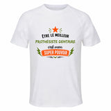 Maillot de Sport Homme Meilleur Prothesiste Dentaire Super Pouvoir Cadeau Anniversaire Noël Fête des Pères T-Shirt Respirant Polyester