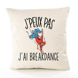 Housse de Coussin Premium Breakdance Version Blanc - Coton Canvas Fairtrade Beige Idée Cadeau Décoration Canapé