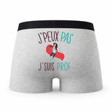 Caleçon Prof - Humour Boxer Gris Idée Cadeau Passion