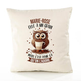 Housse de Coussin Premium Marie-Rose Chouette Grain - Coton Canvas Fairtrade Beige Idée Cadeau Décoration Canapé